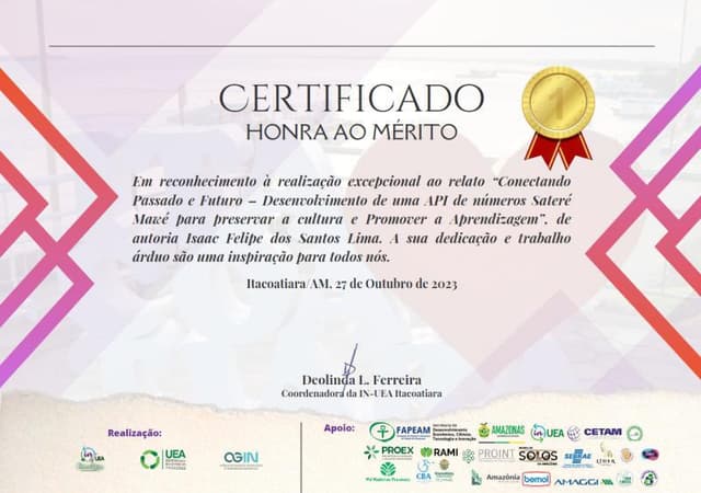 Certificado de Honra ao Mérito